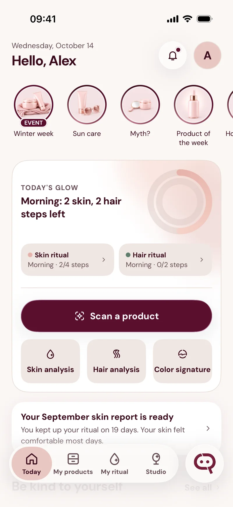 The Today home screen in Cliq
